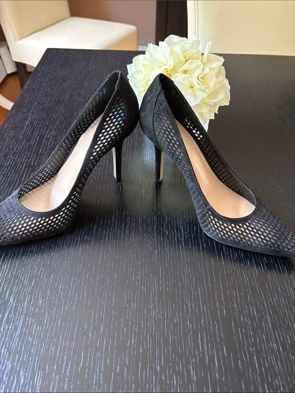 BCBGeneration Black Pointed Mesh Heels - Women - Picture 2 of 5
